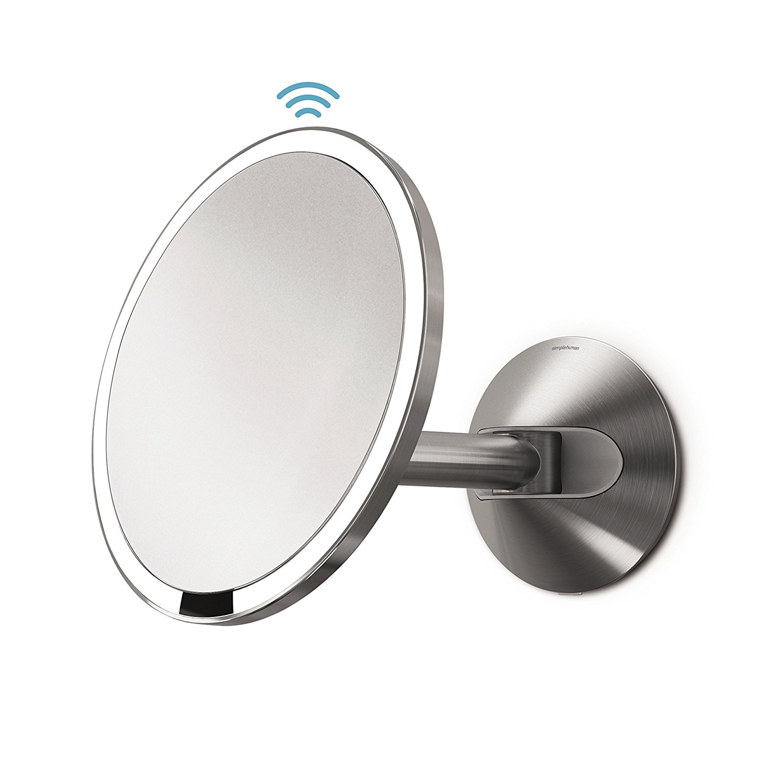 simplehuman 8 inch Wall Mount Sensor Mirror, Lighted Makeup Mirror, Hard-Wired, 5x Magnifying