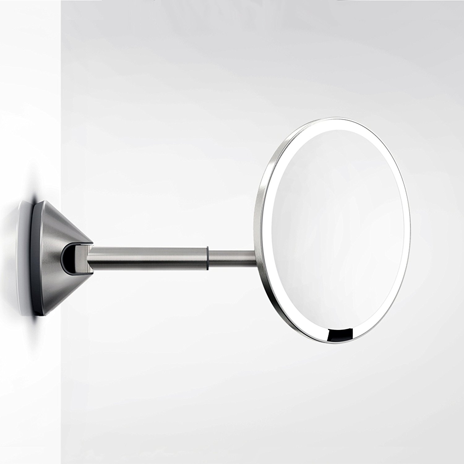simplehuman 8 inch Wall Mount Sensor Mirror, Lighted Makeup Mirror, Rechargeable 5x Magnification