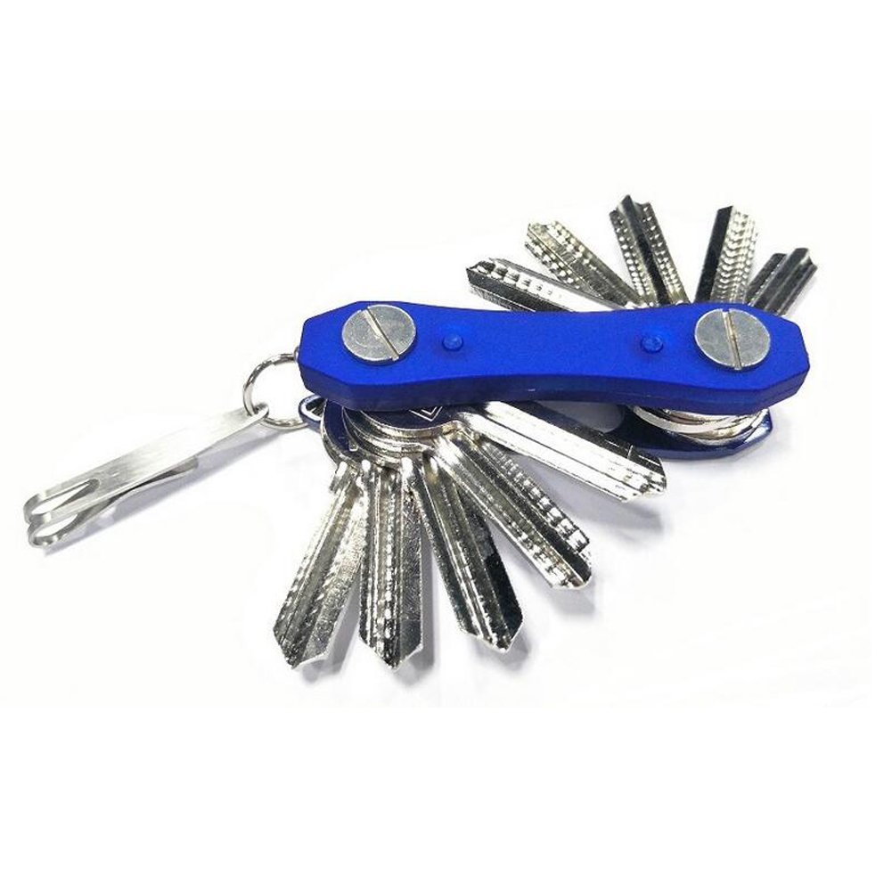 with led light and bottle opener key clip Smart Key Holder Best Extended Keychain Organizer Made of Lightweight stainless steel Holds (Blue)