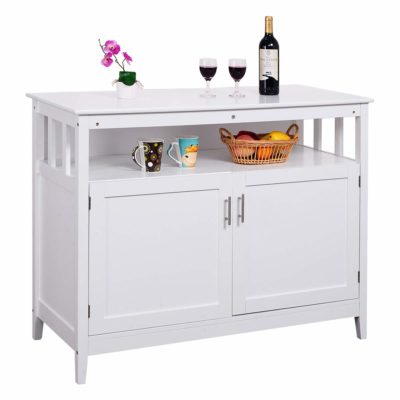 Costzon Kitchen Storage Sideboard Dining Buffet Server Cabinet Cupboard with Shelf (White)