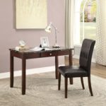 ACME Sydney Black Faux Marble and Dark Walnut Desk and Chair 2 Piece