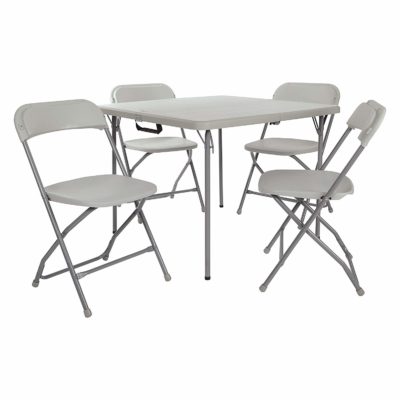  Office Star PCT-05 Table and Chair Set, Light Grey
