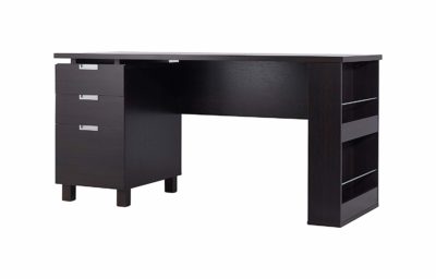  ioHOMES Collin Home Office Desk with Built-in File Cabinet, Espresso
