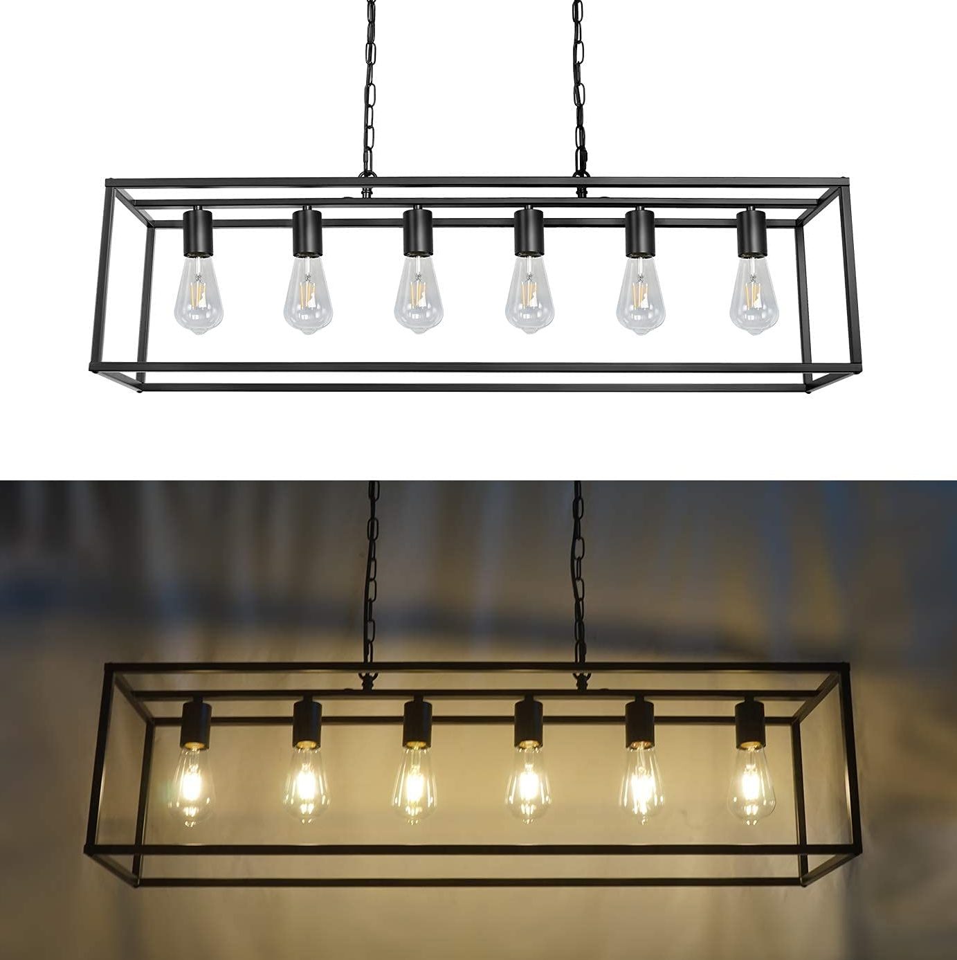 6-Light Modern Black Farmhouse Industrial Chandelier Light Fixtures